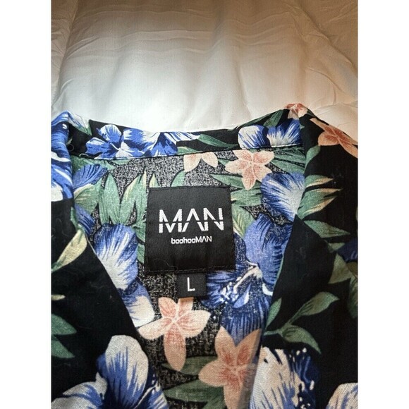 BoohooMAN Floral Print Revere Collar Short Jumpsuit Men’s Large - Picture 7 of 11